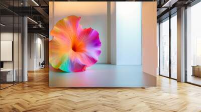 A large colorful flower in an empty room, summer minimal concept Wall mural