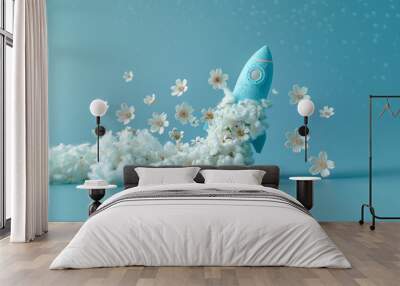 A rocket and flowers. The concept of peace and spring Wall mural