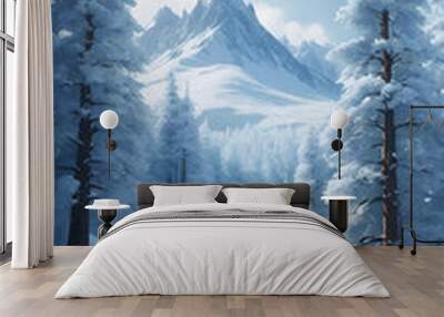 winter landscape in the mountains Wall mural