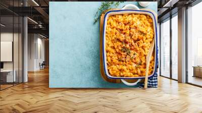 Mac and cheese. traditional american dish macaroni pasta and a cheese sauce Wall mural