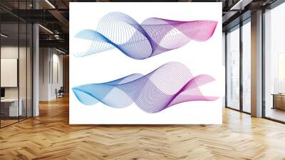 Wave of the many colored lines. Abstract wavy stripes on a white background isolated. Creative line art. Design elements created using the Blend Tool.  Wall mural