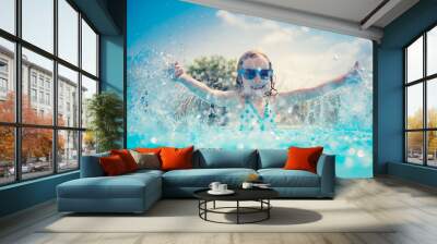 Child in swimming pool Wall mural