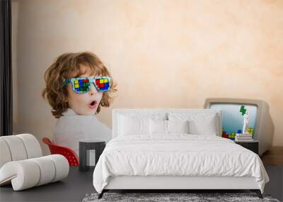 Child pretend to be businessman Wall mural