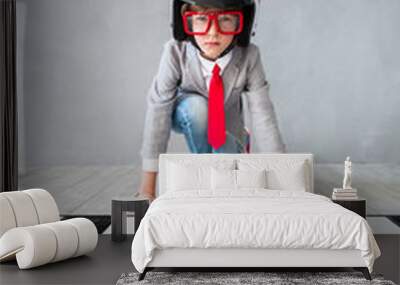 Child pretend to be businessman Wall mural