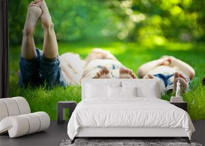 children having picnic Wall mural