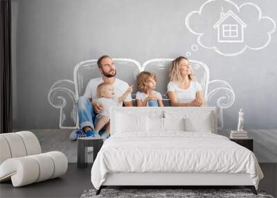 Family New Home Moving Day House Concept Wall mural