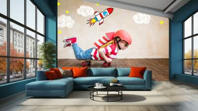 Happy child playing at home Wall mural