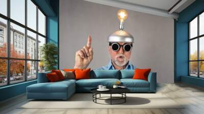 Senior businessman have a bright idea Wall mural