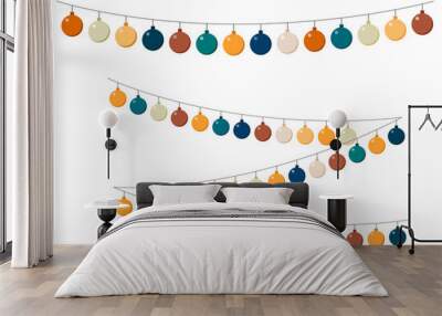 Garland illustration with round colorful balls. Object for the holiday Wall mural