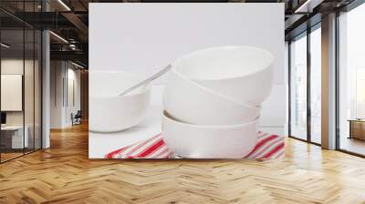 White Bowls. Red White Napkin Wall mural