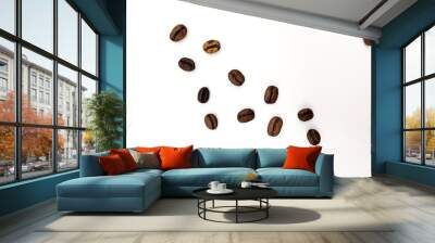 Natural roasted coffee beans on a white background. Wall mural