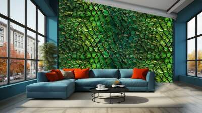 Abstract seamless pattern of reptilian skin texture. Background with scales, snake or crocodile leather print. Wall mural