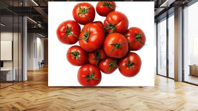 Fresh Red Tomatoes Flat Lay isolated on white or transparent background, png clipart, design element. Easy to place object on any other background. Wall mural