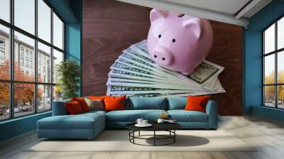 Piggy bank as concept of money saving and budgeting Wall mural