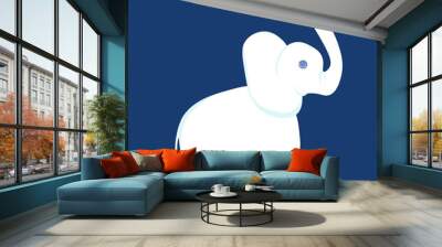 White elephant with trunk raised up, wild animal side view, symbol of Christmas game design Wall mural