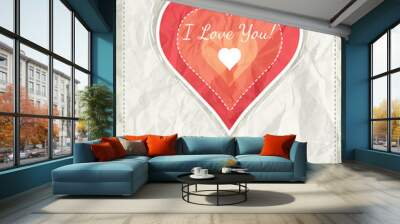 background with  red valentine heart and wishes text,  vector Wall mural