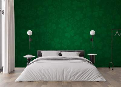 green background with shamrocks, vector illustration Wall mural