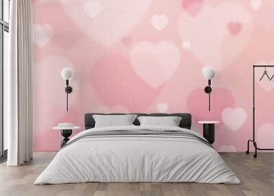 pink background with  valentine hearts ,  vector Wall mural