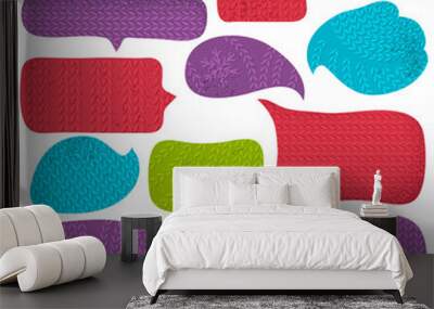 Set of special colour  bubble with knitwear texture, vector Wall mural