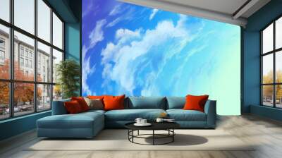 Blue sky with clouds in the left corner. Art background Wall mural