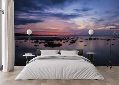 Sunrise at low tide sea Wall mural