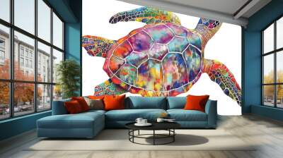  Watercolor Colorful sea turtle isolated on white background. Digital Illustration. Wall mural