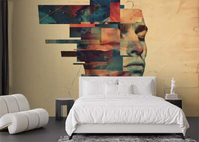 Abstract Portrait of a Person in Collage Style. Wall mural