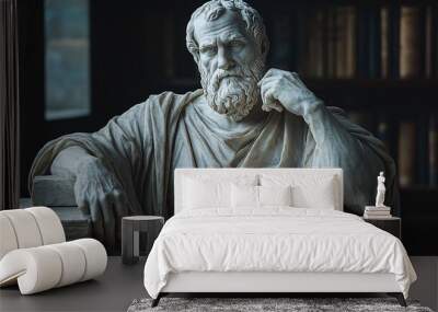 Ancient Marble Statue of a Man in Thought. Wall mural