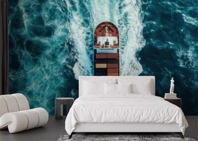 Cargo Ship Ocean Waves. Wall mural