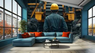 Construction Worker Back. Wall mural