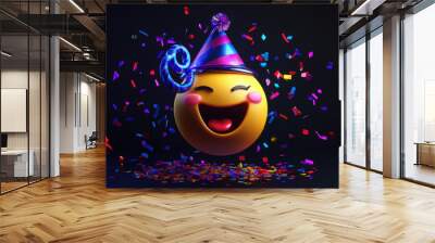 Happy Emoji Party. Wall mural