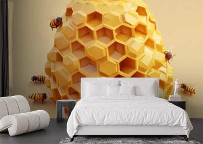 Honeycomb and Bees. Wall mural