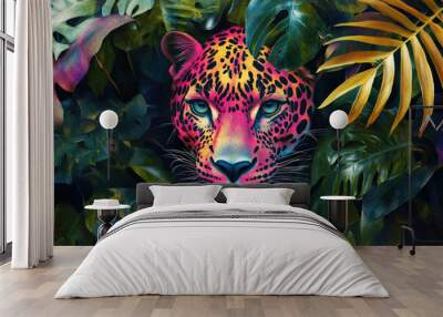 Leopard in Jungle. Wall mural