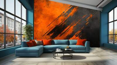 Orange and Black Grunge Textur Wall mural