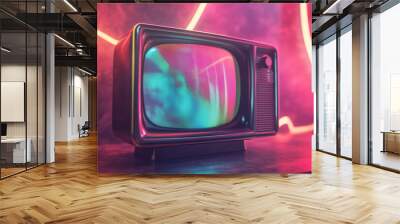 Retro TV Neon Light. Wall mural