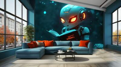 Robot Reading Book. Wall mural