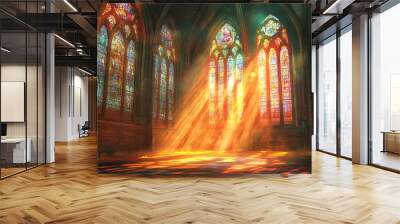 Stained Glass Cathedral. Wall mural