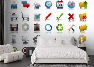 Simple colorful web icon set 01 - 49 common icons Wall mural