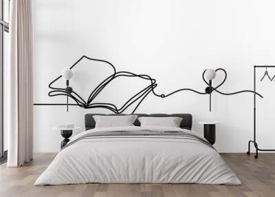 Abstract open book as line drawing on white background. Vector Wall mural