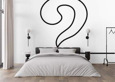 Abstract question mark continuous lines drawing on white background. Vector Wall mural