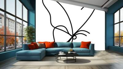 Butterfly line icon, isolated on the white Wall mural