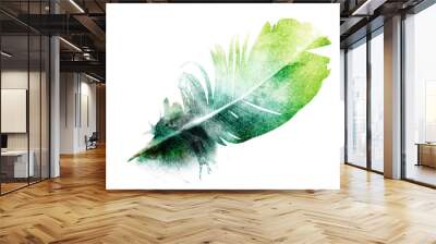 Watercolor feather with butterfly Wall mural