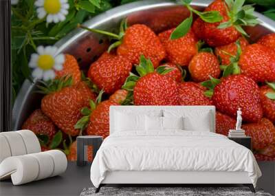 Berries of red fresh strawberries Wall mural