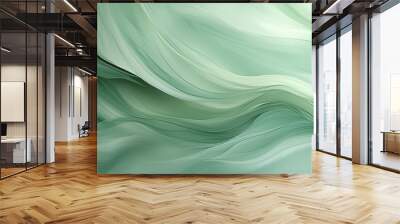 Abstract green background in the form of waves Wall mural