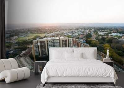 High Angle view of Sandton Central Business District buildings and roads Wall mural