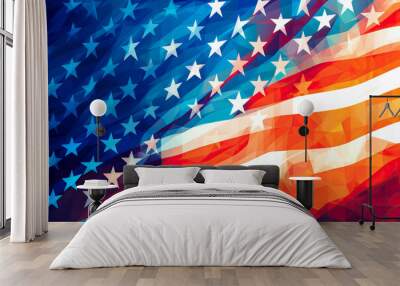 American flag, patriotic graphic design, 4th of July, Memorial Day. Generative AI Wall mural