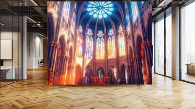 Cathedral interior architecture. Generative AI Wall mural