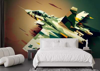 Military jet design, background, graphic. Generative AI Wall mural