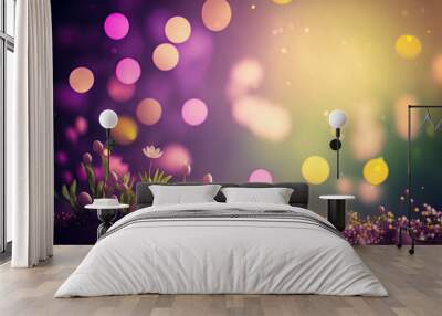 Spring flowers, soft bokeh background. Generative AI Wall mural