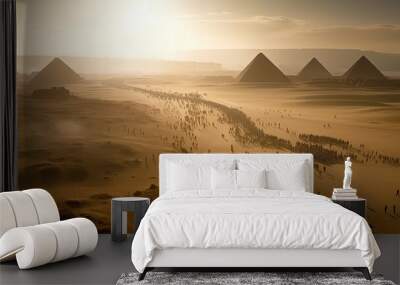 The Exodus from Egypt, wide. Generative AI Wall mural